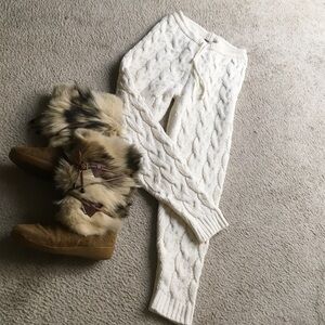 FOREVER 21/“VANILLA”COZY FISHERMEN’S CABLE KNIT SWEATER JOGGERS/NEW